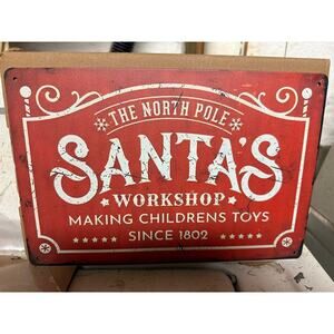 Vintage inspired Christmas Santa tin sign